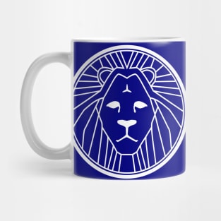 Lion head on blue Mug